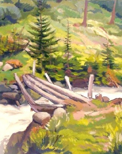 Il ponte sul torrente Challant. Studio