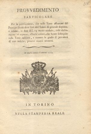 Provvedimento Particolare circa la pubblicazione, che nelle terre affrancate possano …