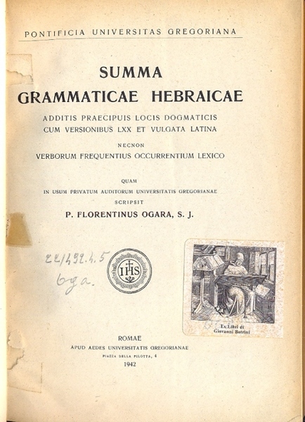 Summa grammaticae hebraicae additis praecipuis locis dogmaticis cum versionibus LXX …