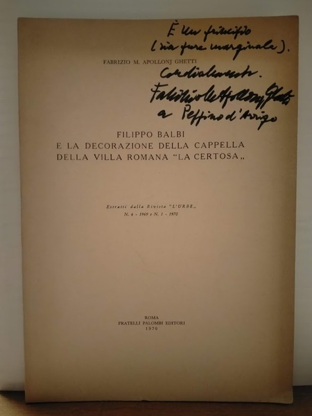 Filippo Balbi e la decorazione della Cappella della Villa Romana …