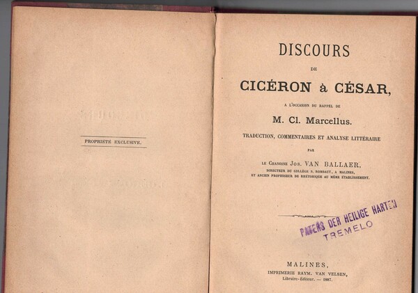 Discours de Ciceron a Cesar a l'occasion du rappel de …