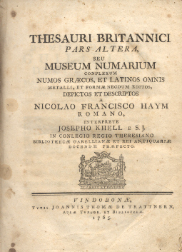 Thesauri Britannici pars altera, seu Museum Numarium complexum numos graecos, …