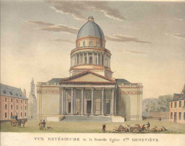 Vue exterieure de la Nouvelle Eglise Ste. Genevieve.