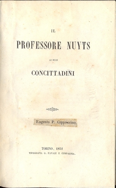 Il Professore Nuyts ai suoi concittadini.