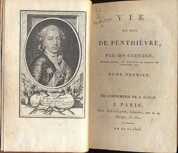 Vie du Duc de Penthievre.
