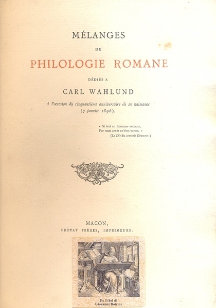 Melanges de philologie romane . Dedies a Carl Wahlund à …