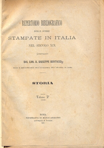 Repertorio bibliografico delle opere stampate in italia nel secolo XIX …