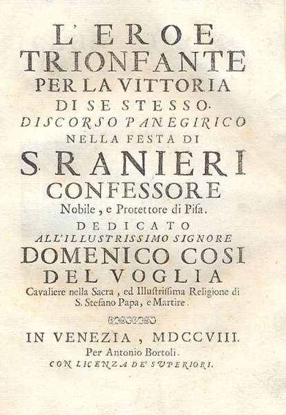 L'Eroe Trionfante per la vittoria di se stesso. Discorso panegirico …