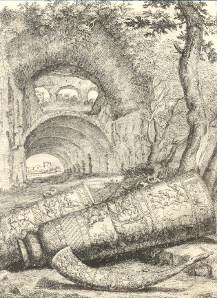 Archi con vasi e corno.