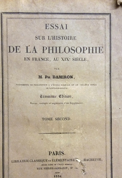 Essai sur l'histoire de la philosophie en France au XIX …