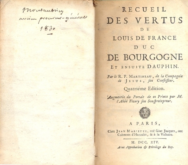 Recueil des vertus de Louis de France Duc de Bourgogne …