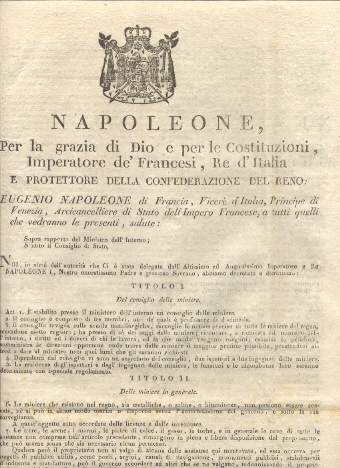 Editto napoleonico per il rapporto del Ministro dell'Interno circa l'elezione …