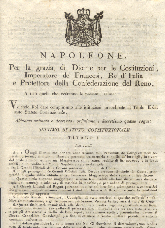 Editto napoleonico per il Settimo Statuto Costituzionale.