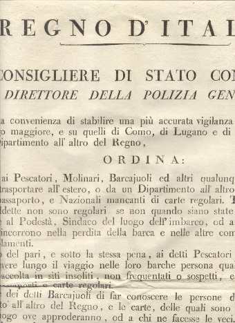 Ordine che stabilisce una più accurata vigilanza sul Lago Maggiore, …