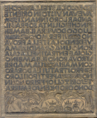 Pagina incisa del Vangelo secondo S. Matteo 2/9,10,11.