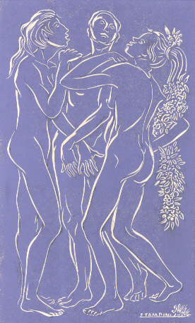 Senso. Xilografia in viola.