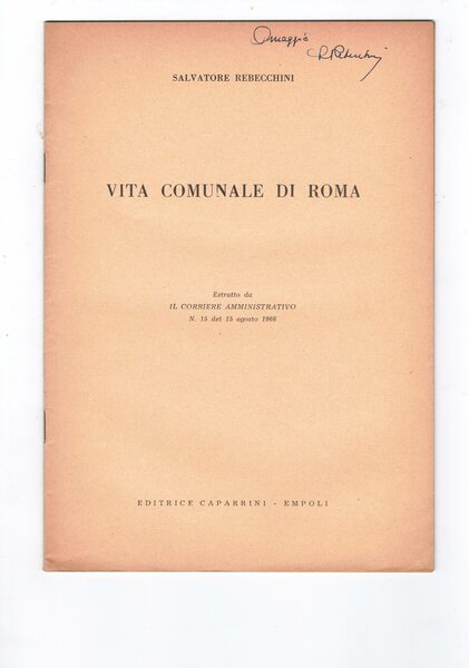 Vita comunale di Roma. Estratto da Il Corriere Amministrativo n. …