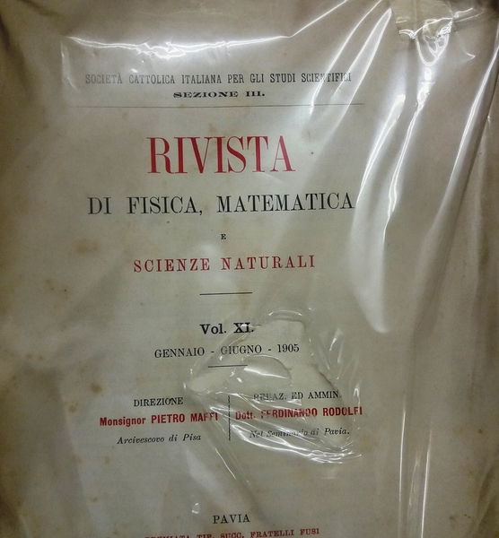 Rivista di fisica, matematica e scienze naturali. Fondata nel 1900 …