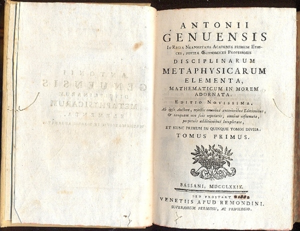 Disciplinarum metaphysicarum elementa, mathematicum in morem adornata. Ab ipso auctore, …