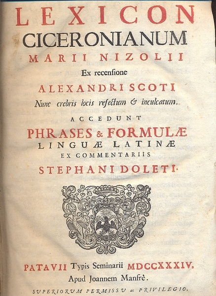 Lexicon Ciceronianum . Ex recensione Alexandri Scoti nun crebris locis …