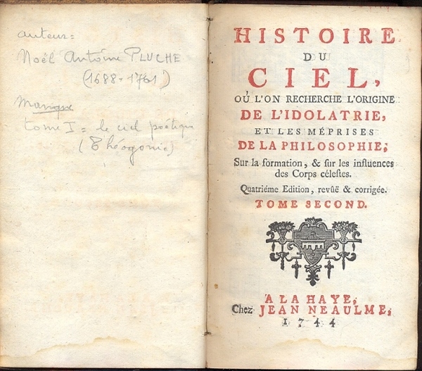 Histoire du ciel, ou l'on recherche l'origine de l'idolatrie, et …