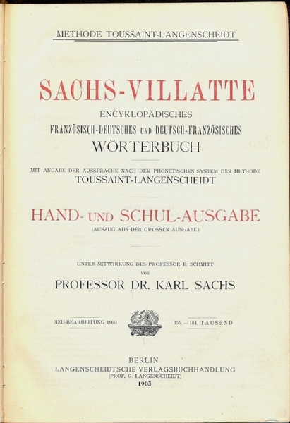 Encyklopadisches franzosisch-deutsches und deutsch-franzosisches worterbuch. Mit angabe der aussprache nach …
