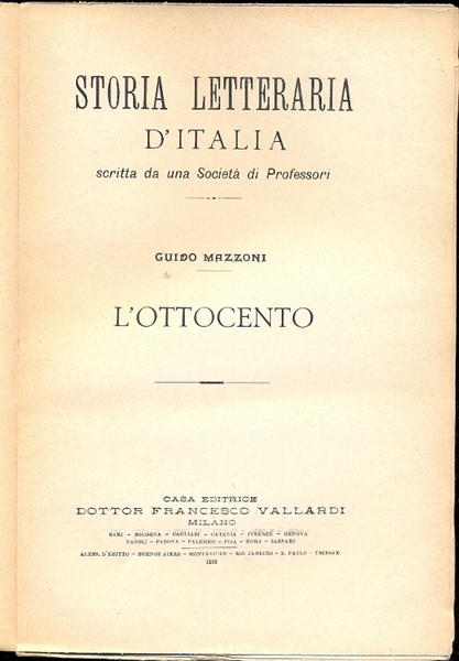 L'ottocento. Parte seconda.