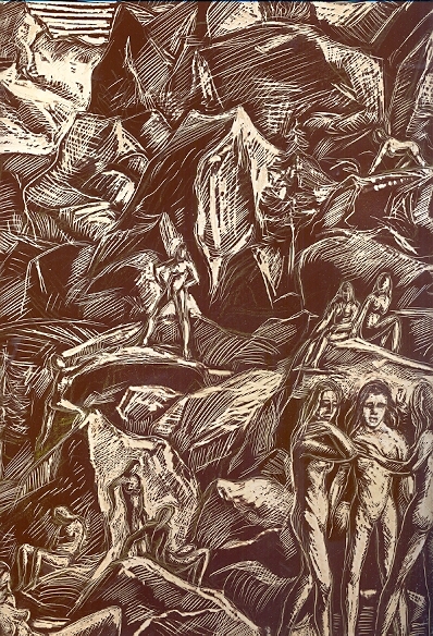 Studio per la xilo "Le vergini delle rocce" (scratch boaro).
