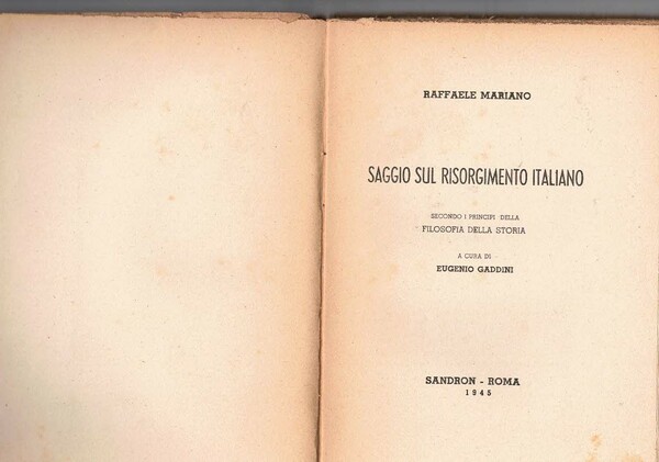 Saggio sul risorgimento italiano. Secondo i principi della filosofia della …