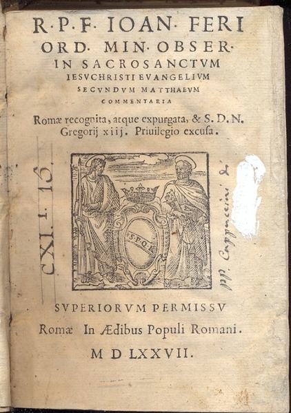 Commentaria in Sacrosanctum Iesu Christi Evangelium Secundum Matthaeum. Romae recognita, …