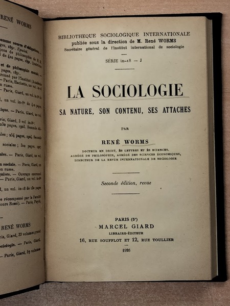 La Sociologie, sa nature, son contenu, ses attaches