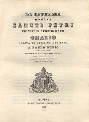 De Cathedra Romana Sancti Petri Principis Apostolorum. Oratio habita in …