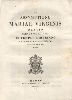 De Assumptione Mariae Virginis. Oratio in Templo Liberiano a Carolo …