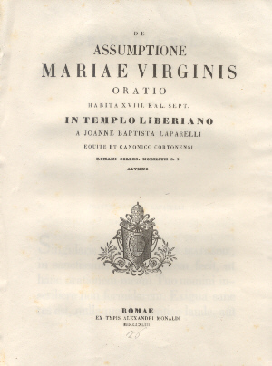 De Assumptione Mariae Virginis. Oratio in Templo Liberiano a Joanne …