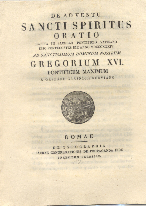 De Adventu Sancti Spiritus. Oratio habita in Sacello Pontificio Vaticano …