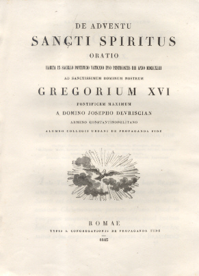 De Adventu Sancti Spiritus. Oratio habita in Sacello Pontificio Vaticano …