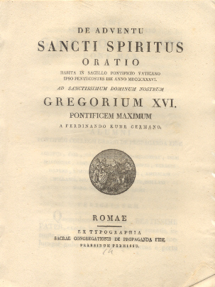 De Adventu Sancti Spiritus. Oratio habita in Sacello Pontificio Vaticano …