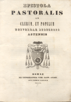 Epistola Pastoralis ad Clerum, et Populum Universae Dioecesis Astensis.