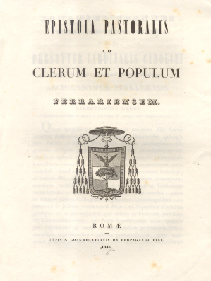 Epistola Pastoralis ad Clerum, et Populum Ferrariensem.