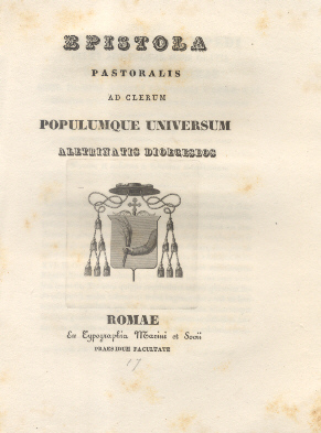 Epistola Pastoralis ad Clerum, et Populum Aletrinatis.