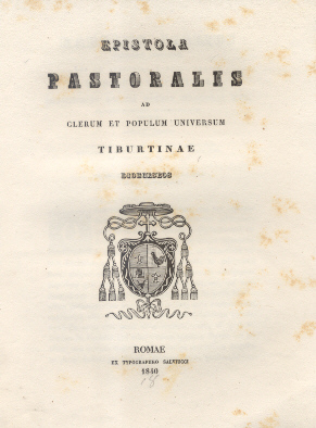 Epistola Pastoralis ad Clerum, et Populum Tiburtinae.