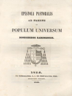 Epistola Pastoralis ad Clerum, et Populum Sabinensis.