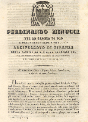 Ferdinando Minucci per la grazia di Dio e della Santa …