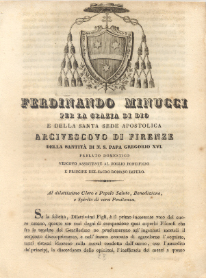 Ferdinando Minucci per la Grazia di Dio e della Santa …