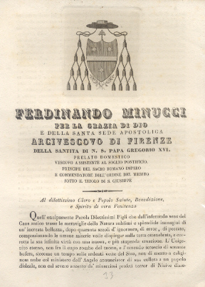 Ferdinando Minucci per la Grazia di Dio e della Santa …