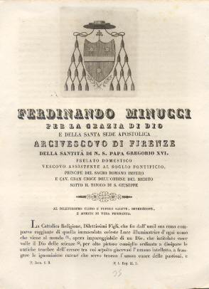 Ferdinando Minucci per la Grazia di Dio e della Santa …