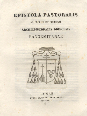 Epistola Pastoralis ad Clerum et Populum Panormitanae.