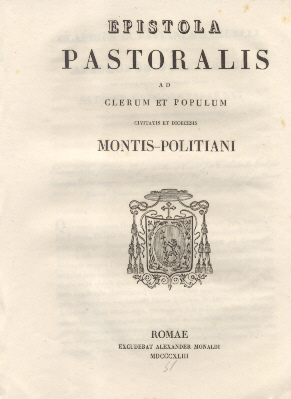 Epistola Pastoralis ad Clerum et Populum Montis Politiani.