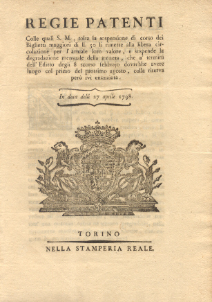 Regie Patenti riguardo il corso dei Biglietti Maggiori di LL. …