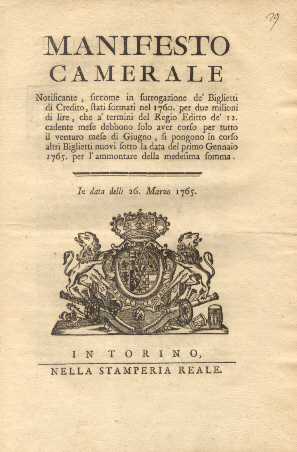Manifesto Camerale riguardo la notifica circa l'emissione in corso di …